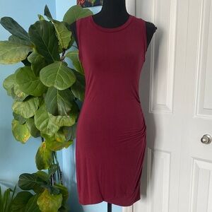 Love, Fire Burgundy Beautiful Dark Red Medium Sleeveless Dress With Side Ruching